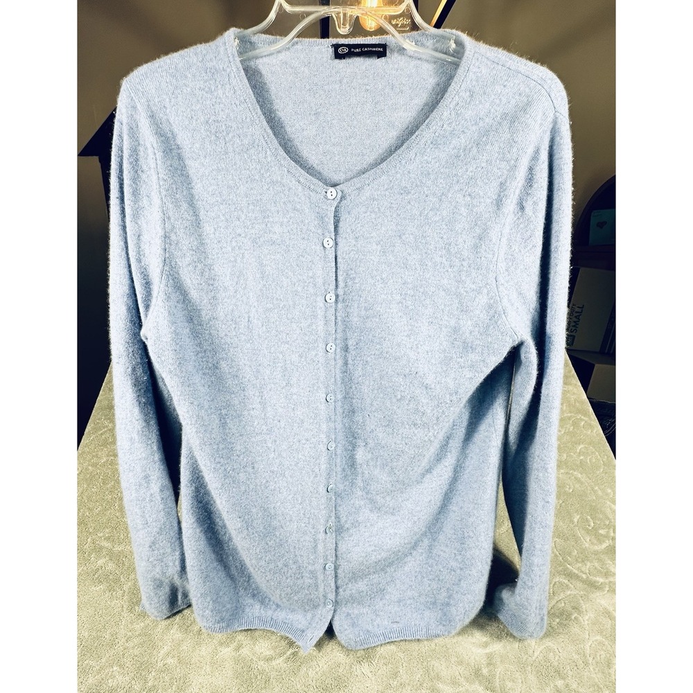 Pure Cashmere 100% Cashmere Cardigan Sweater Women M Button Up Preppy Minimalist
